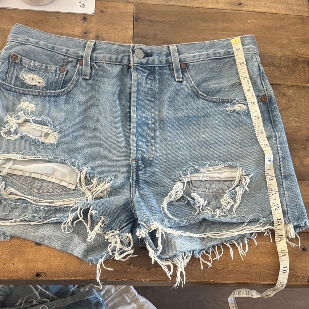Levi's Light Blue Distressed Jean Shorts